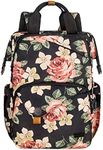 Hap Tim Carry on Backpack for Travel, Womens Laptop Backpack, Travel Backpack for Women, Work bag, Nurse Backpack, Backpack for School, Nurses Week Gifts for Women（7651-BF）, Black Flora, Large, Good