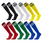 Geebuzz 6 Pairs Football Socks Color Stretchy Compression Knee High Tube Socks Soccer Athletic Socks for Men Women Teens (6pairs-multicolor)