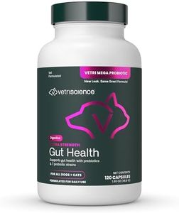 VetriScience Extra Strength Gut Health Easy-Open Capsules, Mega Probiotic and Prebiotic Digestive Supplement for Dogs and Cats, for Diarrhea and Immune Support, 7.5 Billion CFU Per Capsule, 120 Count