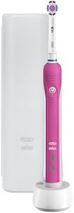 Oral-B Pro 2500 3D White Electric Rechargeable Toothbrush with Travel Case Powered by Braun - Pink - Ships with a UK 2 pin plug