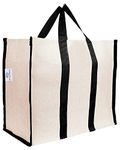 Heart Home Canvas Shopping Bags/Grocery Bag for Carry Grocery, Fruits, Vegetable with Handles (Black) 54HH4013.