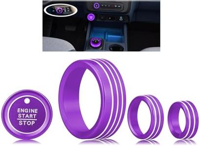 HDUFC for Ford Maverick 2025-up Aluminum Alloy Interior Accessories, Shift knob, Engine Start Stop Cover/Ring, Headlight Control Cover, Volume Control knob Cover, 5-Piece Set (Purple)