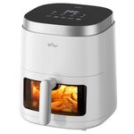 Bear Air Fryer, 5.3Qt 8-in-1 Quick and Oil-Free Healthy Meals, Easy View, Smart Digital Touchscreen, Dishwasher-Safe&Non-stick Basket, Disposable Paper Liner and Recipes included,White