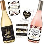 5 Wedding Anniversary Wine Label Stickers For 20th 25th 30th 40th 50th Gift Ideas, Best Funny Cute Romantic Marriage Couple Presents For Him or Her, Men or Women Accessories Supplies and Decorations