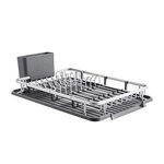 KINGRACK Aluminum Dish Drainer, Dish Drying Rack with Removable Drip Tray, Utensil Holder, Draining Board, Grey Dish Rack Drainers for Small Kitchens