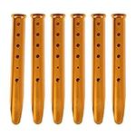 Azarxis Aluminum Snow & Sand Tent Stakes Pegs Lightweight for Camping, Trip, Hiking, Backpacking, Picnic, Shade Canopy or Other Outdoor Activity - Pack of 6 (Orange)