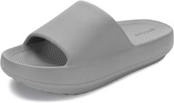 BRONAX Recovery Slides for Women and Mens | Arch Support Cushioned Thick Sole Pain Relief Slippers, Grey With Arch Support, 13.5-14.5 Women/11.5-12.5 Men