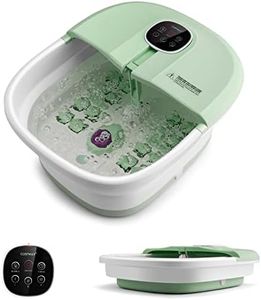 Costway Folding Foot Bath Massage w/Heat, Foot Spa Basin w/Remote Control, Bubble Massage, Roller Massage, Medicine Box, Pumice Stone & 3 Adjustable Temperature (Green)