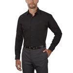 Van Heusen Men's Dress Shirt Regular Fit Poplin Solid, Black, 16.5" Neck 32"-33" Sleeve