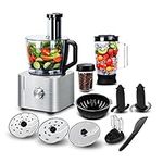 Food Processor, TopStrong 11-in-1 food processor and blender with Chopping Blending Kneading Grinding Whisking Juicing, 1100W, 3 Speeds Plus Pulse, 3.2 L Bowl and 1.5L Jug Blender, Color Silver