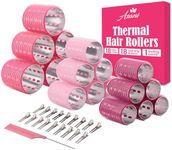 Thermal Rollers for Hair - 37 Self Grip Hair Rollers with 18 Clips and Styling Comb - Aluminum Thermal Hair Rollers for Volume and All-Day Curls - For Short, Medium, and Long Hair (Large)