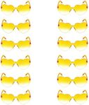 JFTOWN 12 Pairs Heart Shape Rimless Valentines Sunglasses Candy Color Frameless One Piece Love Glasses for Women Party Favor（Gradient Yellow）