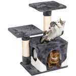 Yaheetech 69cm Cat Tree Tower w/2 Sisal Scratching Posts Basic Cat Climbing Tree for Indoor Small Cats, Dark Grey/White