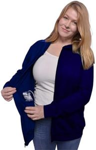 Inspired Comforts Mastectomy Recovery Hoodie Sweatshirt with Drain Pockets | Post Breast Cancer Recovery | Full Sleeve | S, Navy