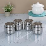 Sumeet Stainless Steel Canisters/Dabba/Storage Containers for Kitchen with See Through Lid, Set of 4 Pcs, 800ml Each, 11cm Dia, Silver