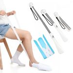 Fanwer sock aid | sock helper kit is sock assistant device for putting on socks to help seniors，with pants clips elderly assistance products ，for seniors，the hip replacement includ sock silder，sock remover/ Retractable shoe horn long handle ，pants clips
