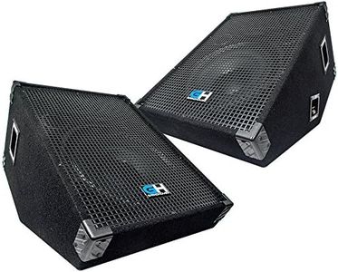 Grindhouse Speakers - GH15M-Pair - Pair of 15 Inch Passive Wedge Floor / Stage Monitors 400 Watts RMS each - PA/DJ Stage, Studio, Live Sound 10 Inch Monitor