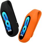 kwmobile 2x Clip Holders Compatible with Xiaomi Mi Band 10/9 / 8 - Clip-On Holder Replacement Set - Black/Orange