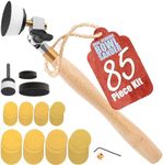 Bowl Sander Tool Kit w/Dual Bearing Head & Hardwood Handle | 85PC Wood Sander Set | 1" & 2" Hook & Loop Sanding Disc Sandpaper Assortment | 1/4" Mandrel Bowl Sander for Woodturning | Wood Lathe Tools