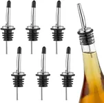 Zulay 6 Pack Stainless Steel Liquor Pourers with Rubber Dust Caps - Tapered Spout Liquor Bottle Pourers for Alcohol - Pour Spout For Liquor Bottles, Olive Oil Dispensers, Syrup, Vinegar, Juice