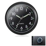 Mini Clock,Car Clock for Dashboard Stick on Clock,Boat Time Air Vent Stick-On Clock Watch for Car Decoration, Safe Small Round Clock for Car Decoration & Travel Accessories Gifts for Men, Black