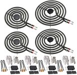 MP22YA Electric Range Burner Element Unit Set(2 pcs MP15YA 6" & 2 pcs MP21YA 8") with 4 Pack 330031 Surface Element Receptacle Kit by Beaquicy - Replacement for Whirlpool Ken-more Ranges/Stoves