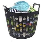 Flexible Washing Hamper Basket Trug 30L Storage Tool Bucket Laundry Clothes Toys (Grey)