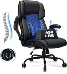 Big and Tall Office Chair 450lbs Heavy Duty Ergonomic Executive Desk Chair with Adjustable Lumbar Support High Back Home Computer Leather Chair with Padded Flip-up Arms for Heavy People Black