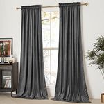 NICETOWN Grey Velvet Curtains 84 inches, Sound Reducing Heavy Matt Solid Rod Pocket Room Darkening Drapes/Panels for Living Room (2 Panel Per Pack, 84 inches Long)