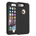 smartelf Case for iPhone 8 iPhone 7 [HEAVY DUTY] 3 in 1 Built-in Screen Protector Shockproof Protective Cover Dust Drop Proof Scratch-resistant Hard Shell for Apple iPhone 7/8 4.7 inch-Black