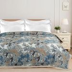 BSB HOME Ultrasonic 280tc All Season Supersoft King Size bedcover/Rajaai Quilted Bedspread Ac Blanket/Comforter for Double Bed Durable and Lightweight 220 x 230 Cm, Abstract Teal & White