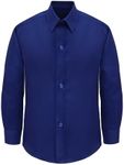 Lilax Boys' Button Down Shirt Solid Long Sleeve Dress Shirt (Royal Blue,16)