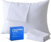 Aaf Textiles Pillow Protectors 4 Pack – Ultra Soft Stainproof Pillow Protectors with Zipped Closure – Hypoallergenic, Breathable & Feather Proof Zipped pillow protectors for Comfort (50x75cm, White)