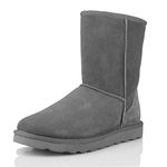 WaySoft Genuine Australia Mid Calf Sheepskin Fur Winter Boots for Women, Water Resistance Shearling Furry Boots Women, Grey, 8