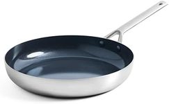 Blue Diamond Cookware Tri-Ply Stainless Steel Ceramic Nonstick, 20cm Frying Pan Skillet, PFAS-Free, Multi Clad, Induction, Dishwasher Safe, Oven Safe, Silver