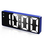 Criacr Alarm Clocks Bedside, Digital Clock with Large LED Temperature Display, Bedside Clock USB/Battery Powered with Snooze, 3 Adjustable Brightness, Voice Control, Date, Time, 12/24Hr (Blue/White)