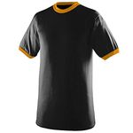 Augusta Sportswear Men's Medium Ringer tee Shirt, Black/Gold, Black/Gold, Large