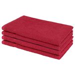 BEDSPUN Cotton 4 Pieces of Towel Set | Hand Towel for Men/Women | Small Towels | (40 x 60 cm, Wine Red)