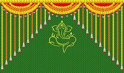 S2S Yellow Ganesh Backdrop Cloth for Pooja Decoration Traditional, Background Decoration Cloth for Pooja Background,Curtain Cloth for Festival Fabric (Size-5x8 Feet)