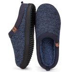 MERRIMAC Men's Slip-on Slippers Comfy Memory Foam Non-slip Indoor House Shoes Navy Blue,11/12 UK