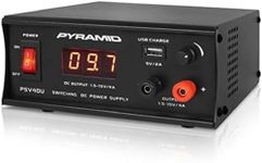 Universal Compact Bench Power Supply - 4 Amp Regulated Benchtop AC-DC Converter Power Supply for CB Radio, HAM w/ 120/240V AC Switchable to 1.5V-15 Volt DC, USB, Digital LCD Display - Pyramid PSV40U