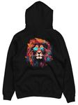 fanideaz Mens Cotton Blend Hooded Neck Regular Sweatshirt The King Printed_Black_L