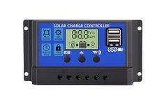 Blackt Electrotech BT61C 10Amps,12/24 Volt Solar Panel Charge Controller Intelligent Regulator with 5V Dual USB Port Display