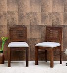 moonwooden Sheesham Wood Dining 2 Chairs with Cushioned for Home Dining Room Hotel Solid Wooden Furniture (Set of 2, Walnut Finish)