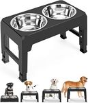 KUTKUT Elevated Dog Food Bowls 4 Height Adjustable Raised Dog Bowl with 2 Stainless Steel Dog Food Bowls Non-Slip Dog Bowl Stand Adjusts to 3.1", 8.6", 10.2", 11.8" for Small Medium Large Dogs