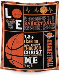 Basketball Throw Blanket - 80x60 Inches Twin Size Blankets for Bed, Living Room - Basketball Gifts for Men, Women - Soft, Plush & Lightweight Basketball Themed Gifts