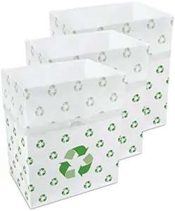 Clean Cubes 13 Gallon Disposable Trash Cans (3-Pack). Reusable Garbage and Recycling Bins for Parties, Events, and More (Recycle - 18" Tall x 14" Wide 10" Deep)