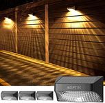 AGPTEK Solar Fence Lights, 4 Pack Warm White & RGB Lock 10 Lighting Modes, Larger Size Detachable Lampshade IP65 Waterproof Outdoor Decorative Solar Lights for Fence, Wall, Patio, Step, Deck