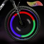 TAGVO 4pcs Bike Spoke Light(Red+Green+Blue+Multicolour) with Delicate Box,Waterproof Easy Install Wheel Spoke Lights LED Neon Tire Flash Lamp with 3 Flash Modes,for Both Adults Kids Bike