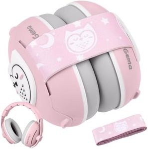 Lilian&Gema 2-in-1 Baby Ear Muffs, Adjustable Headphones with Band, Owls Noise Cancelling Headphones for Toddler up to 4 Years, Airplane Essentials/Outdoor, Pink